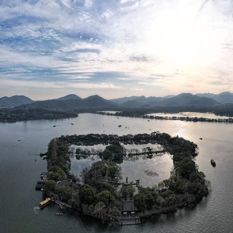 Aerial panorama of West Lake, Hangzhou